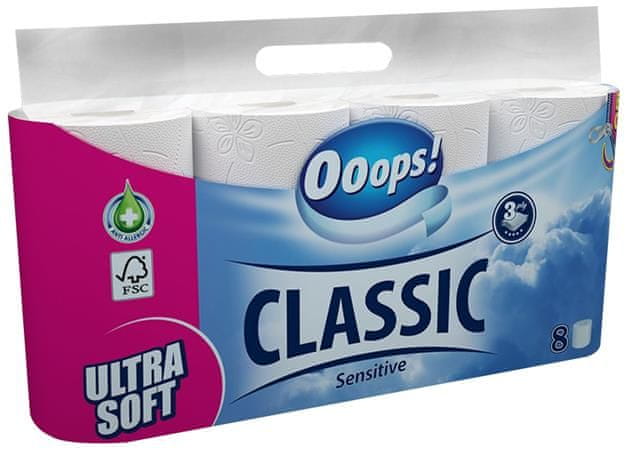 WEBHIDDENBRAND Toaletný papier "Ooops! Classic", 3-vrstvový, 8 roliek, sensitive